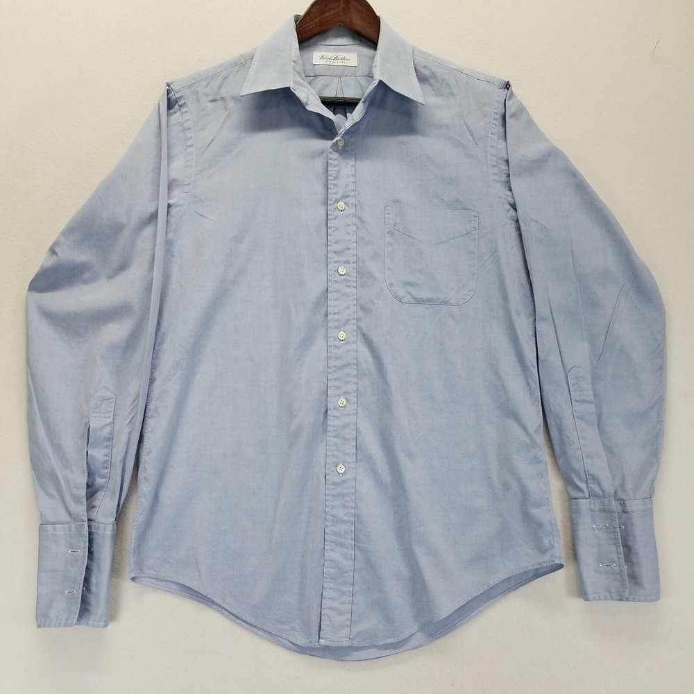 Brooks Brothers Special Order French Round Cuff Dress Shirt Men Sz L Blue 42